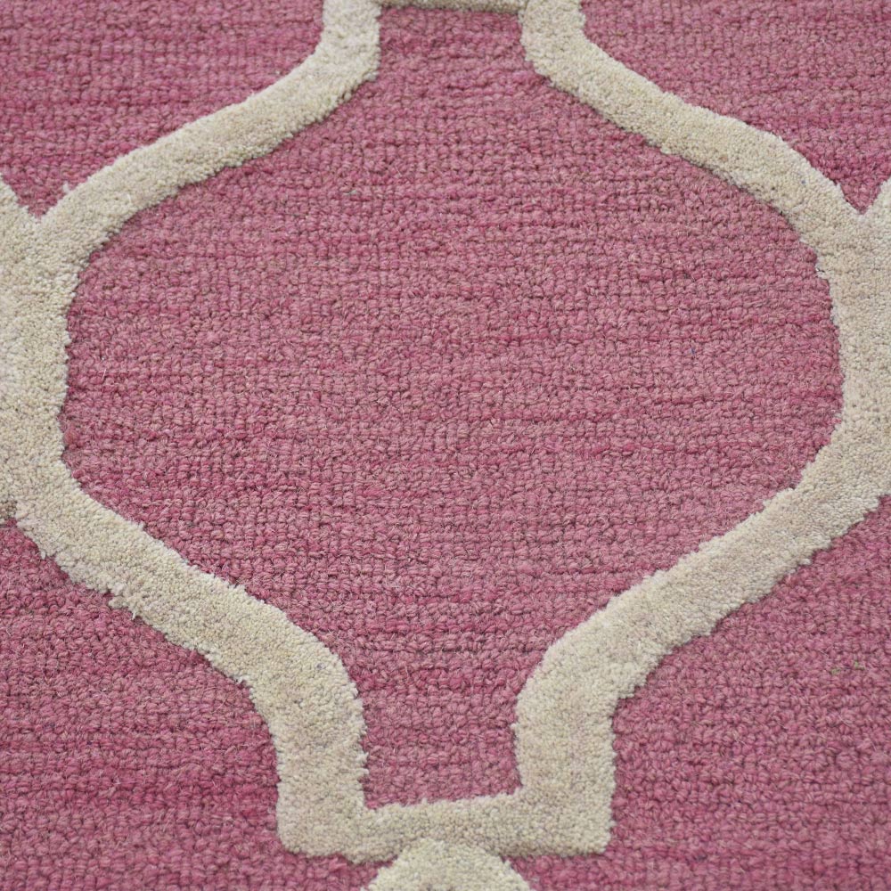 Hand Tufted Wool Area Rug Geometric Beige Brown K01004