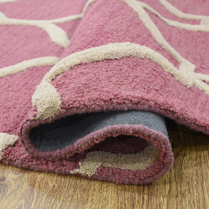 Hand Tufted Wool Area Rug Geometric Beige Brown K01004