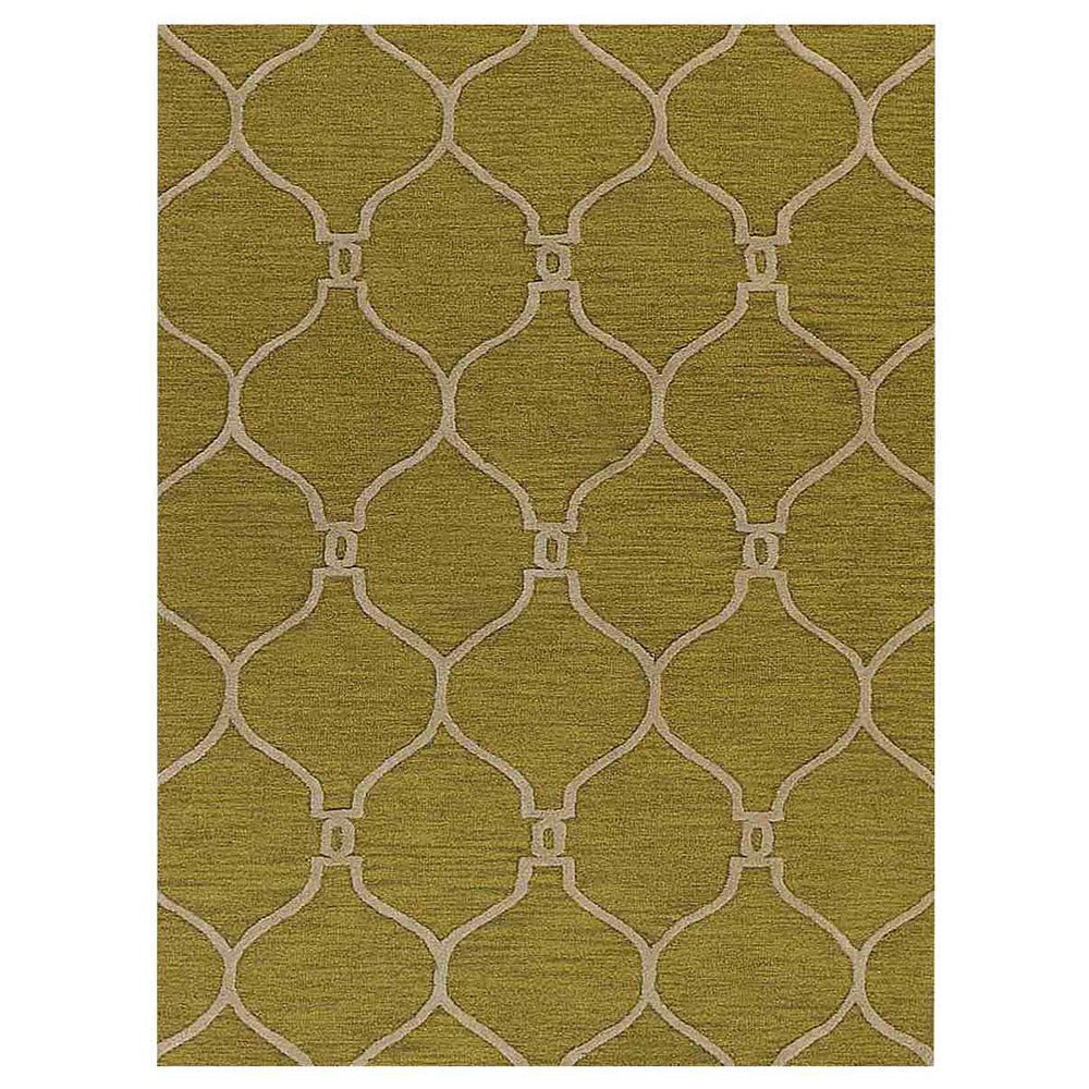 Hand Tufted Wool Area Rug Geometric Beige Brown K01004