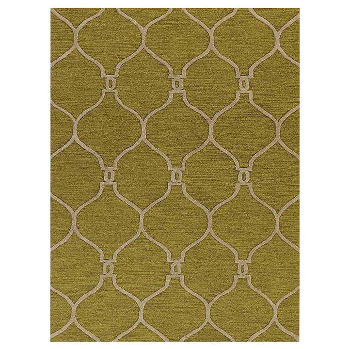 Hand Tufted Wool Area Rug Geometric Beige Brown K01004