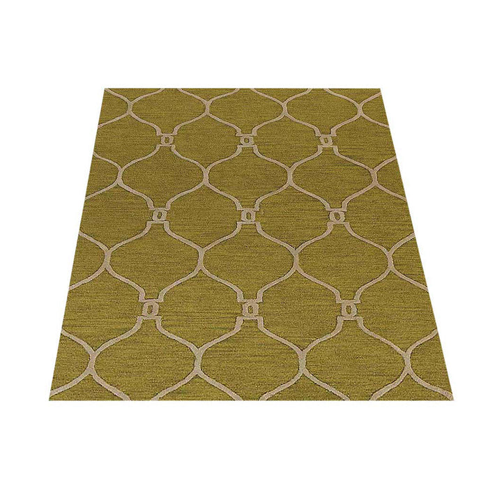Hand Tufted Wool Area Rug Geometric Beige Brown K01004