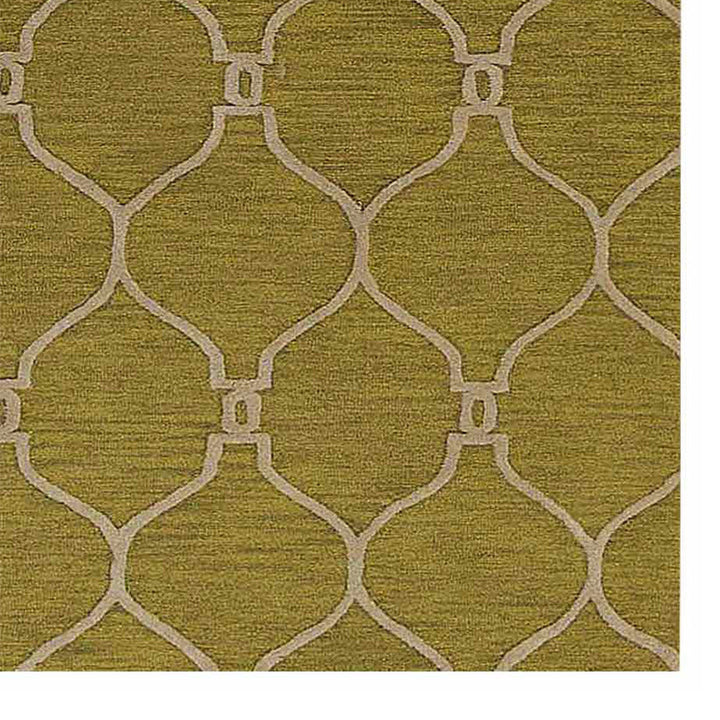 Hand Tufted Wool Area Rug Geometric Beige Brown K01004
