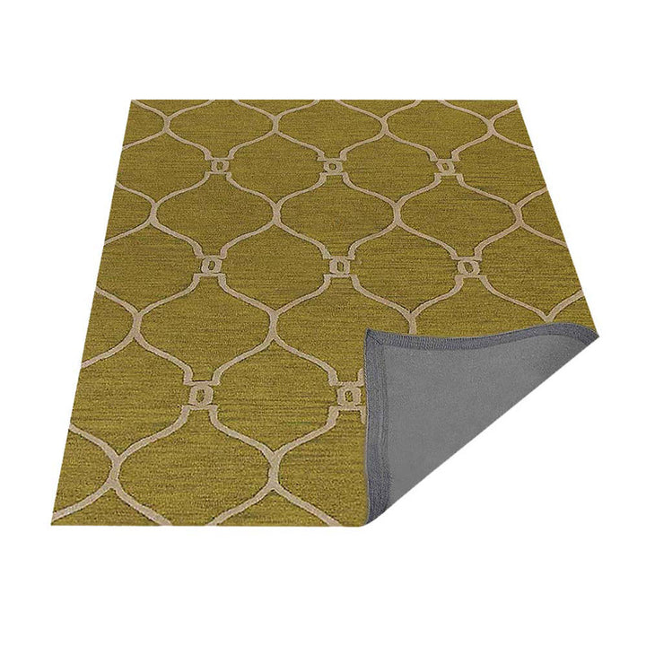 Hand Tufted Wool Area Rug Geometric Beige Brown K01004