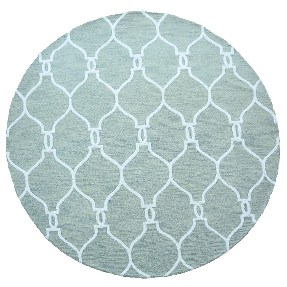 Hand Tufted Wool Area Rug Geometric Beige Brown K01004