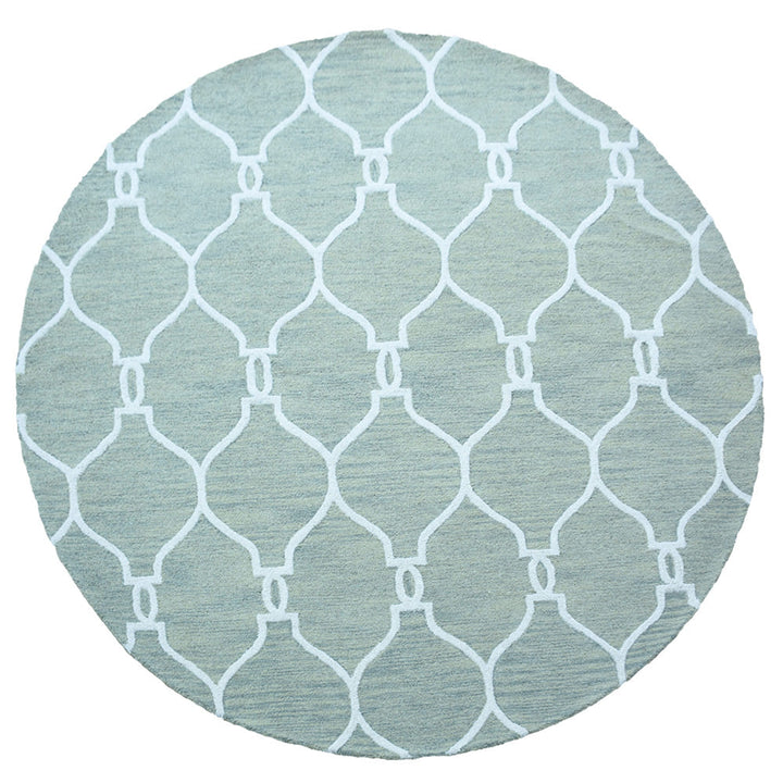 Hand Tufted Wool Area Rug Geometric Beige Brown K01004