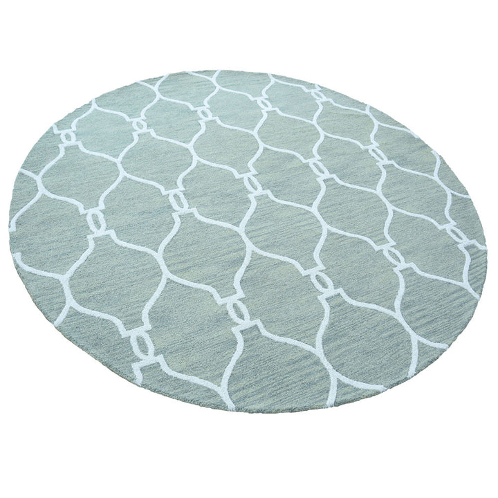 Hand Tufted Wool Area Rug Geometric Beige Brown K01004