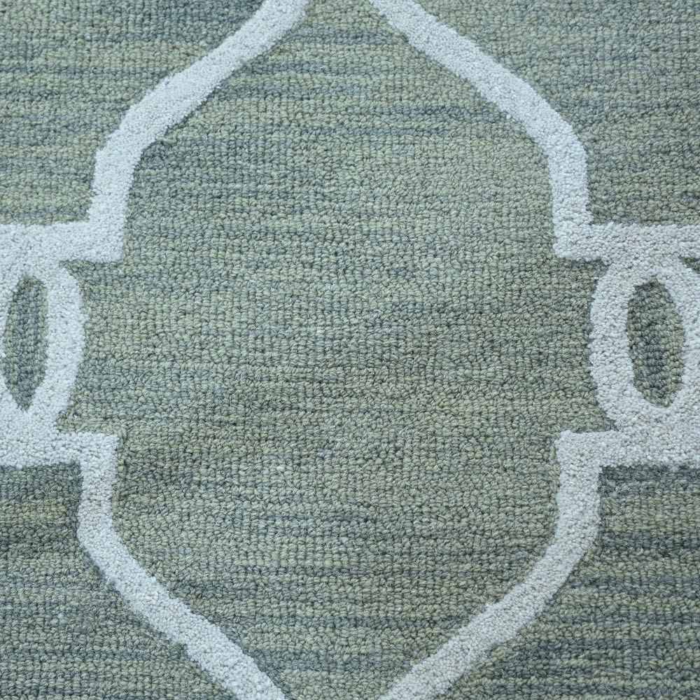 Hand Tufted Wool Area Rug Geometric Beige Brown K01004