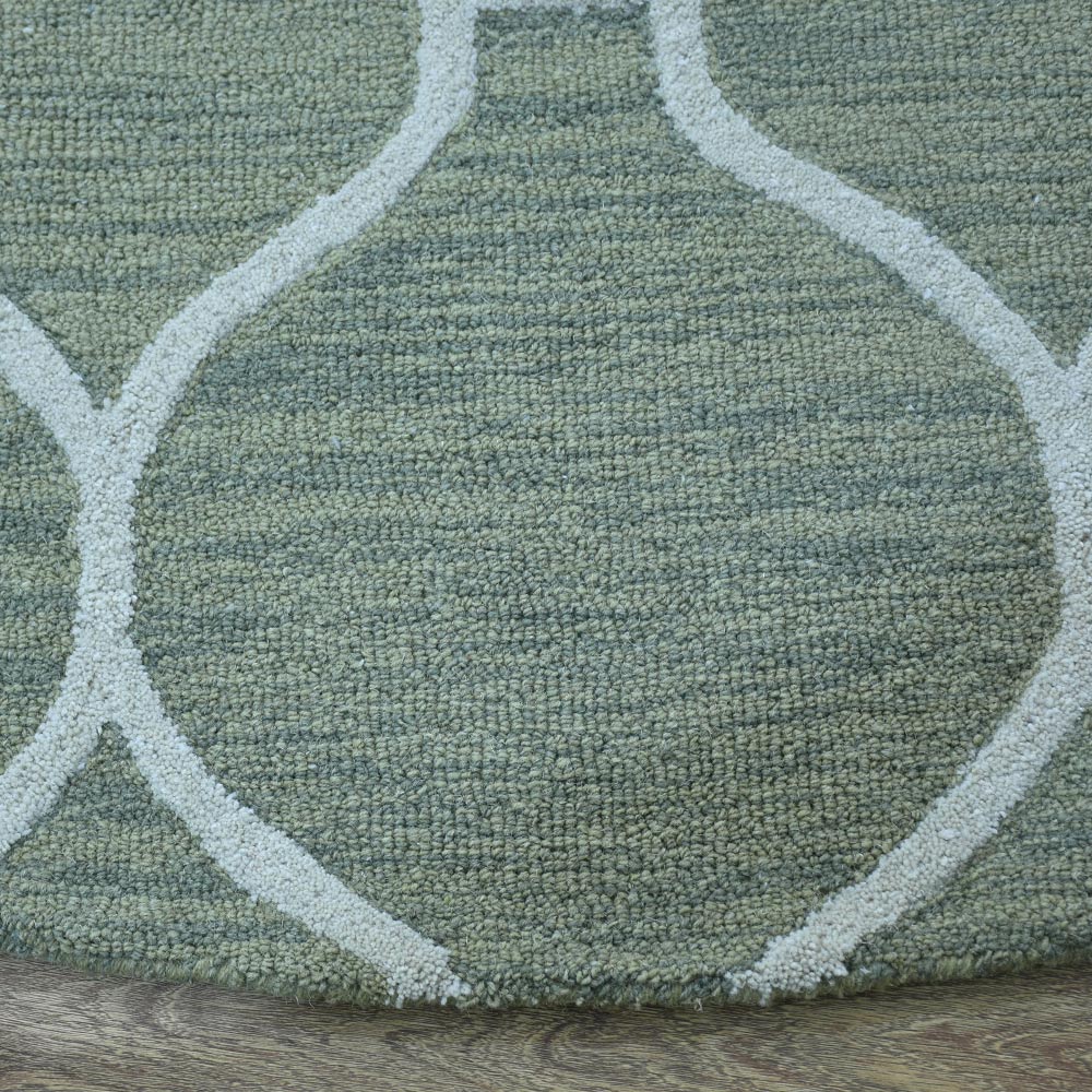 Hand Tufted Wool Area Rug Geometric Beige Brown K01004