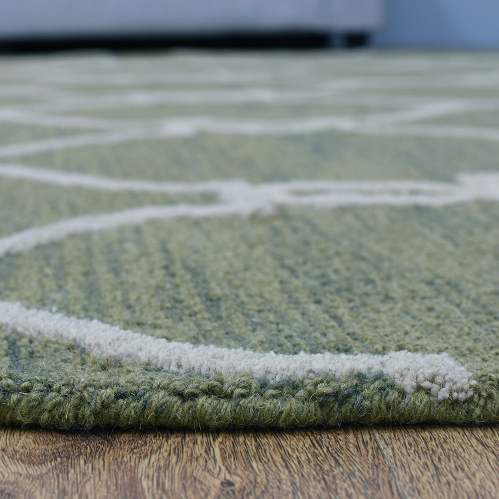 Hand Tufted Wool Area Rug Geometric Beige Brown K01004
