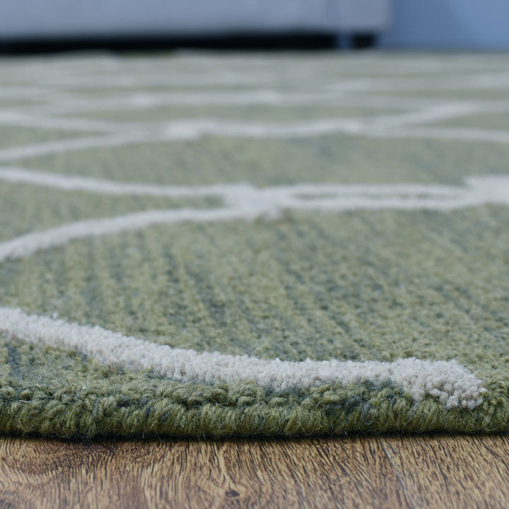 Hand Tufted Wool Area Rug Geometric Beige Brown K01004