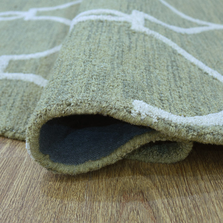 Hand Tufted Wool Area Rug Geometric Beige Brown K01004