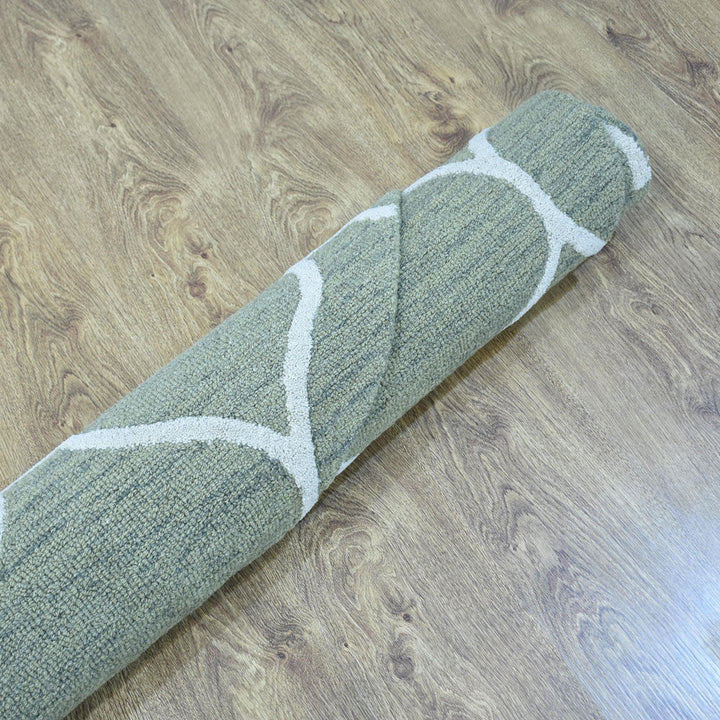 Hand Tufted Wool Area Rug Geometric Beige Brown K01004