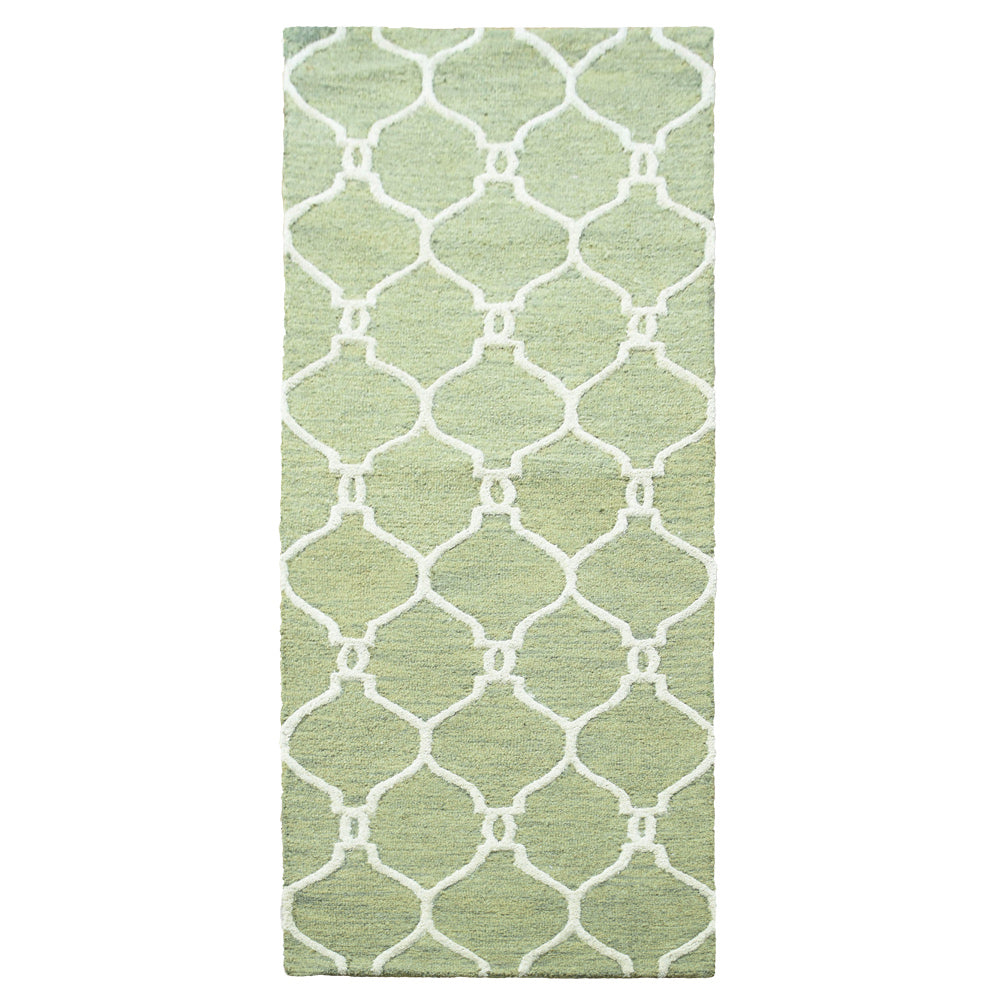Hand Tufted Wool Area Rug Geometric Beige Brown K01004