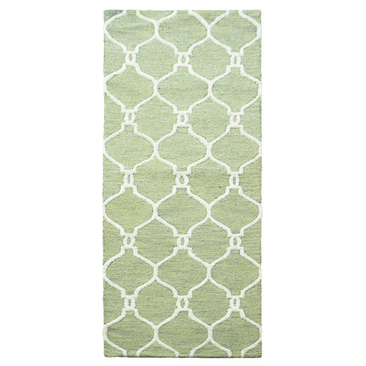 Hand Tufted Wool Area Rug Geometric Beige Brown K01004