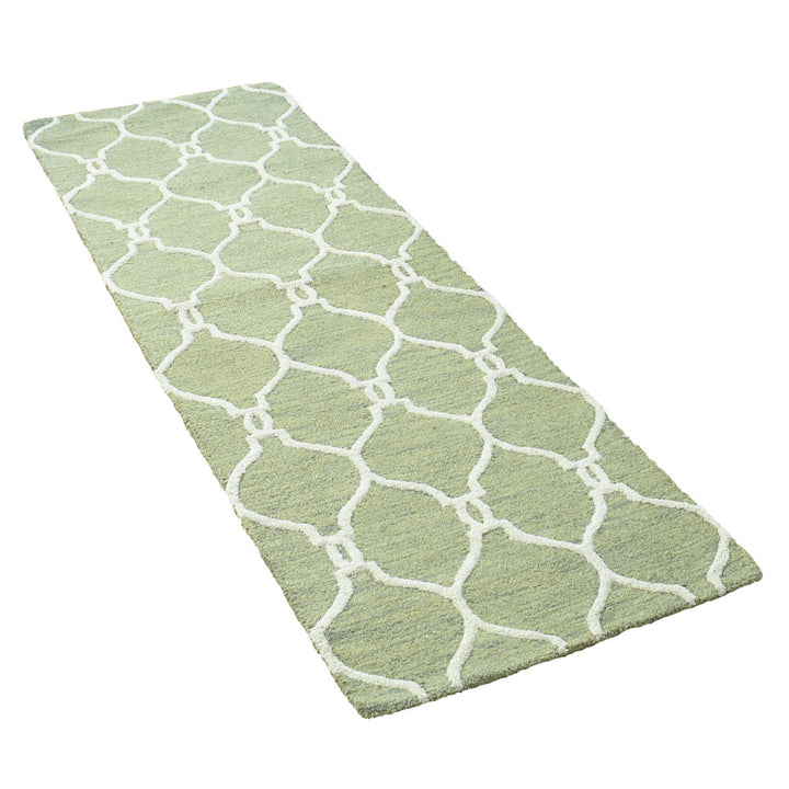Hand Tufted Wool Area Rug Geometric Beige Brown K01004