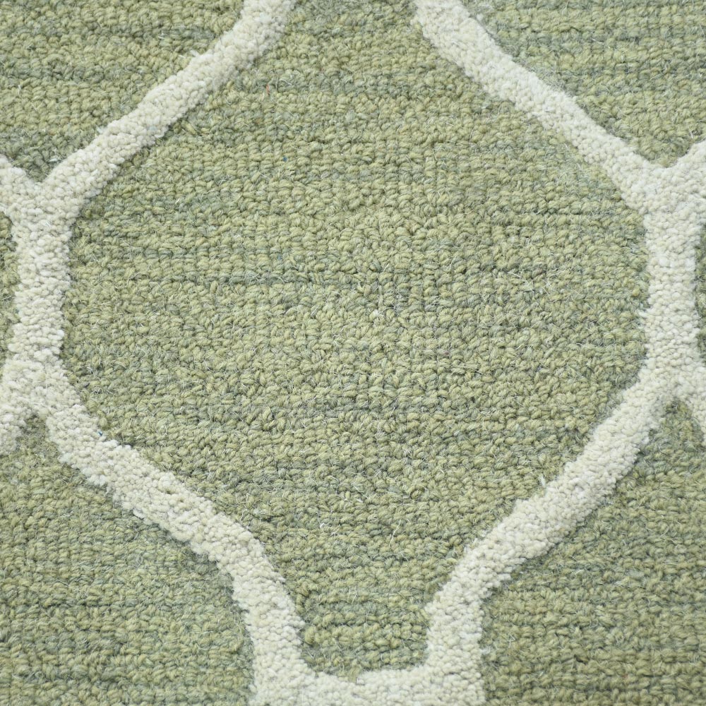 Hand Tufted Wool Area Rug Geometric Beige Brown K01004