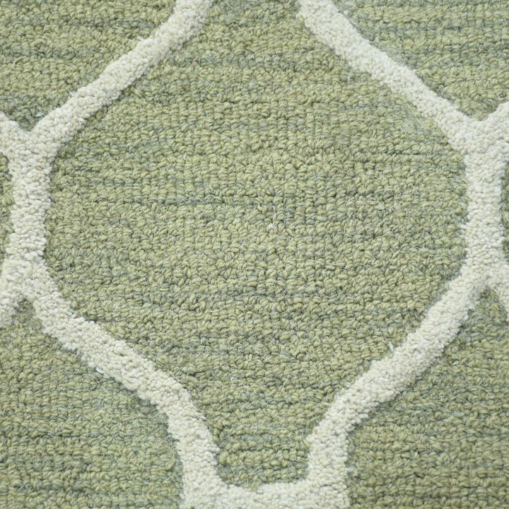 Hand Tufted Wool Area Rug Geometric Beige Brown K01004