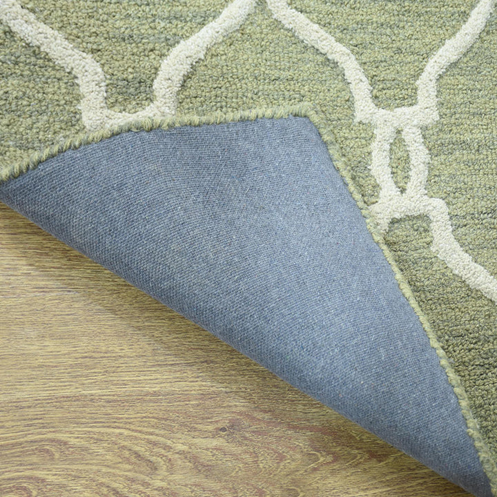 Hand Tufted Wool Area Rug Geometric Beige Brown K01004