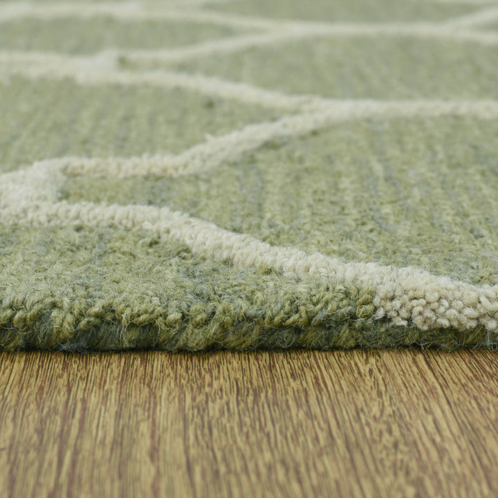 Hand Tufted Wool Area Rug Geometric Beige Brown K01004