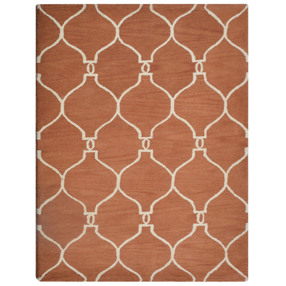 Hand Tufted Wool Area Rug Geometric Beige Brown K01004