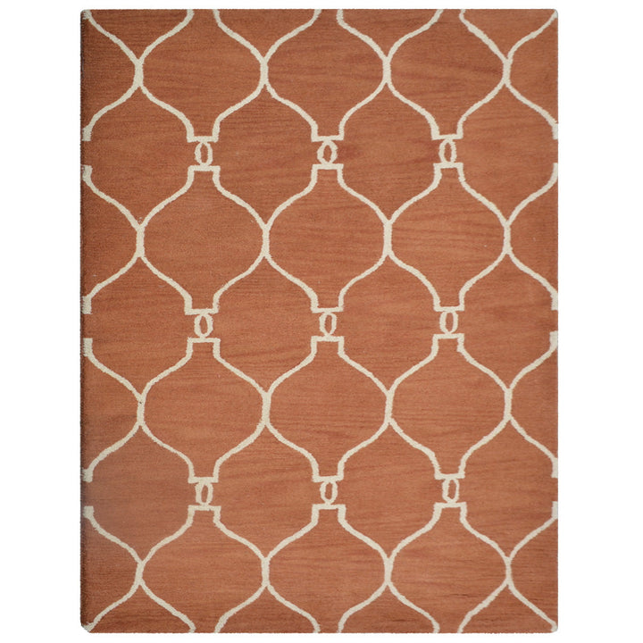 Hand Tufted Wool Area Rug Geometric Beige Brown K01004