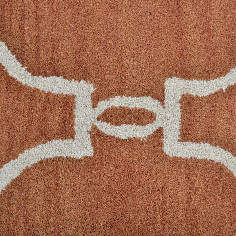 Hand Tufted Wool Area Rug Geometric Beige Brown K01004