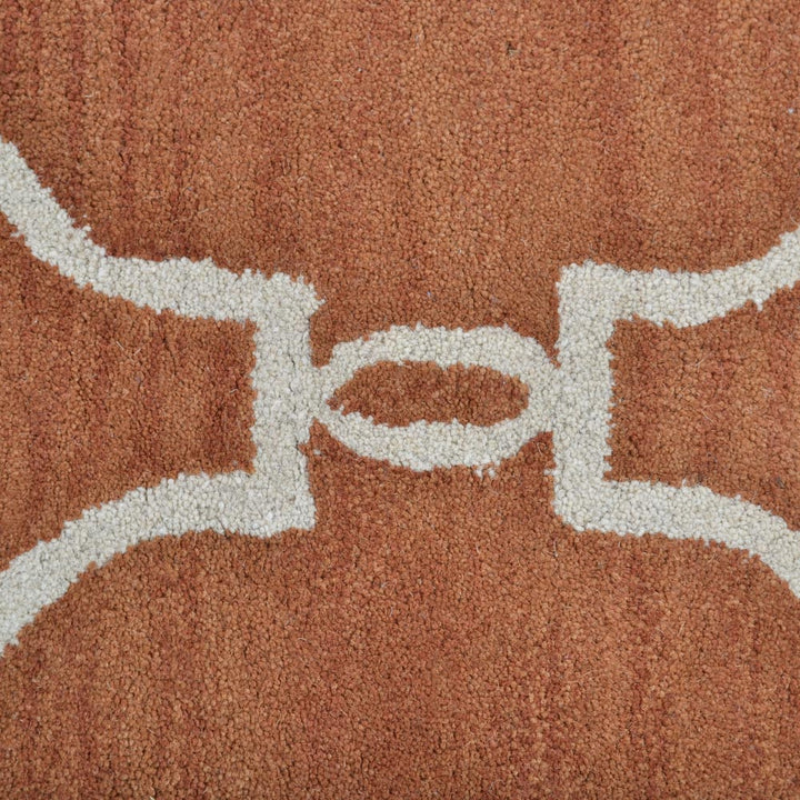Hand Tufted Wool Area Rug Geometric Beige Brown K01004