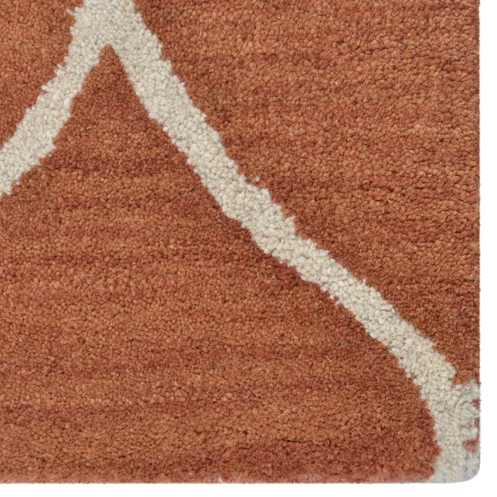 Hand Tufted Wool Area Rug Geometric Beige Brown K01004