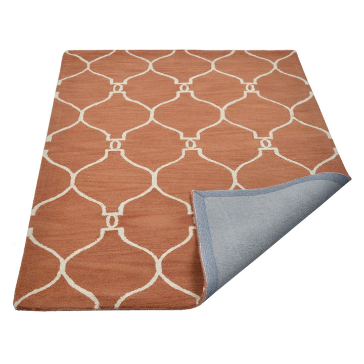 Hand Tufted Wool Area Rug Geometric Beige Brown K01004