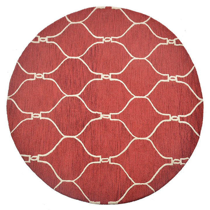 Hand Tufted Wool Area Rug Geometric Beige Brown K01004
