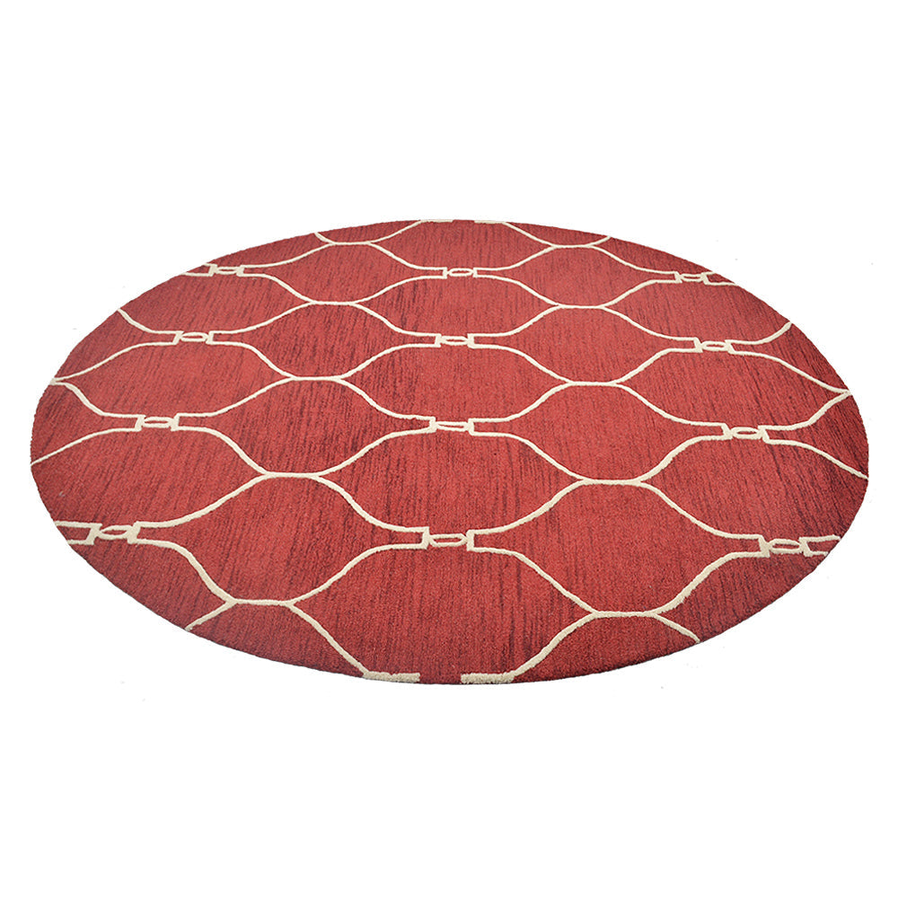 Hand Tufted Wool Area Rug Geometric Beige Brown K01004