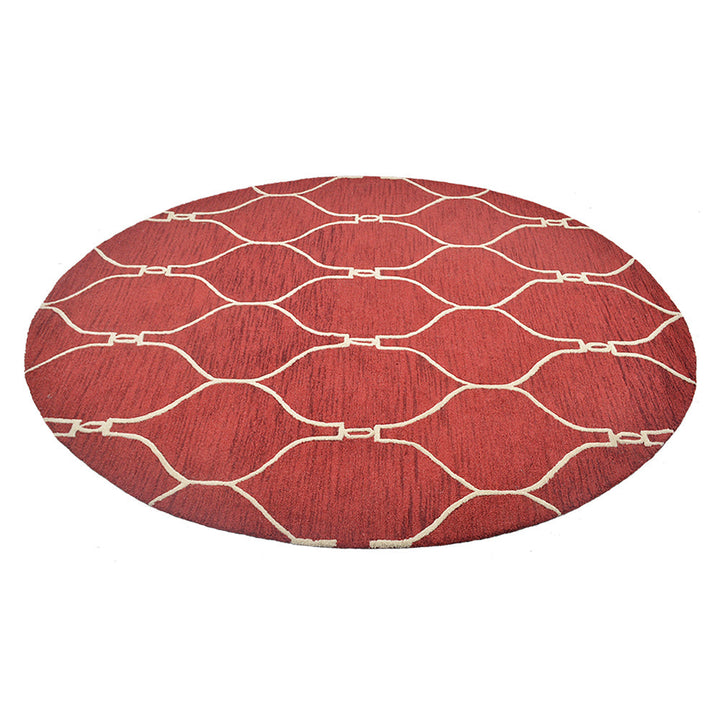 Hand Tufted Wool Area Rug Geometric Beige Brown K01004