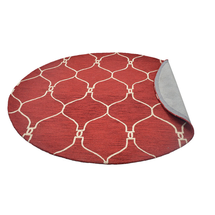 Hand Tufted Wool Area Rug Geometric Beige Brown K01004
