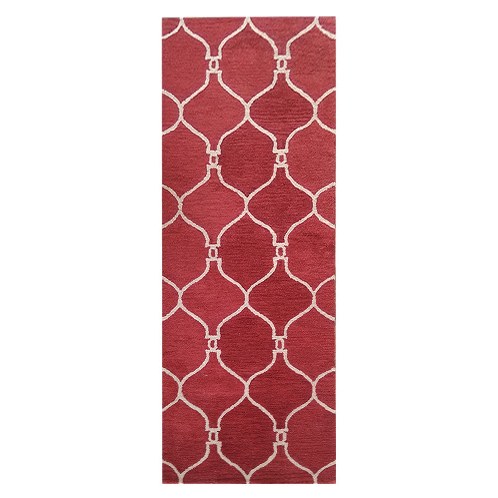 Hand Tufted Wool Area Rug Geometric Beige Brown K01004