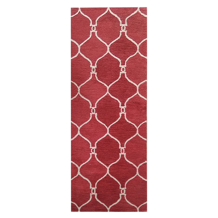 Hand Tufted Wool Area Rug Geometric Beige Brown K01004