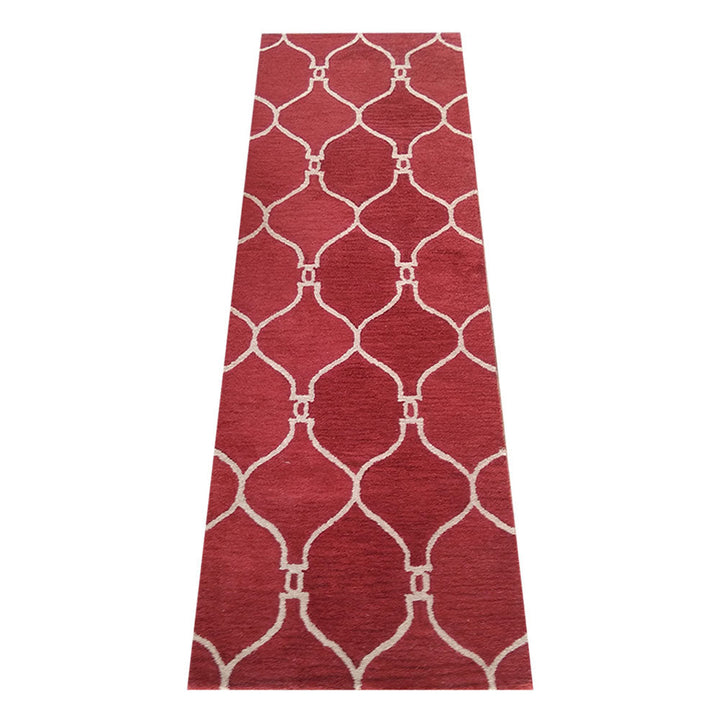 Hand Tufted Wool Area Rug Geometric Beige Brown K01004