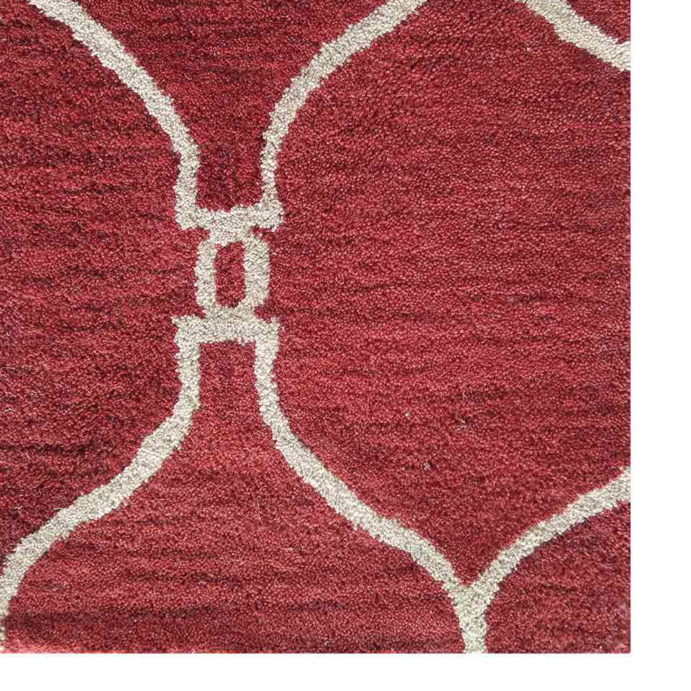Hand Tufted Wool Area Rug Geometric Beige Brown K01004