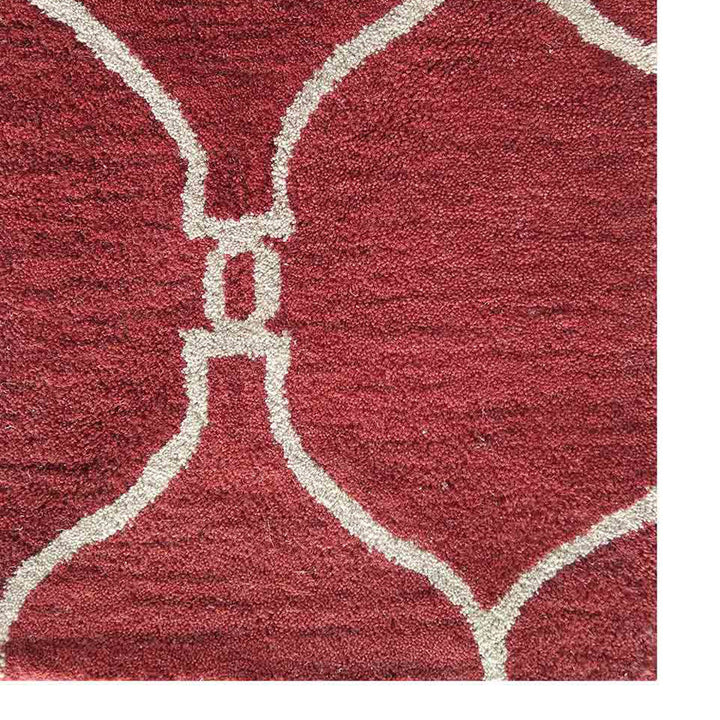 Hand Tufted Wool Area Rug Geometric Beige Brown K01004