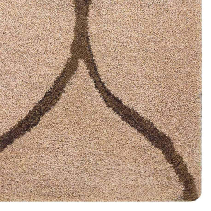 Hand Tufted Wool Area Rug Geometric Beige Brown K01004
