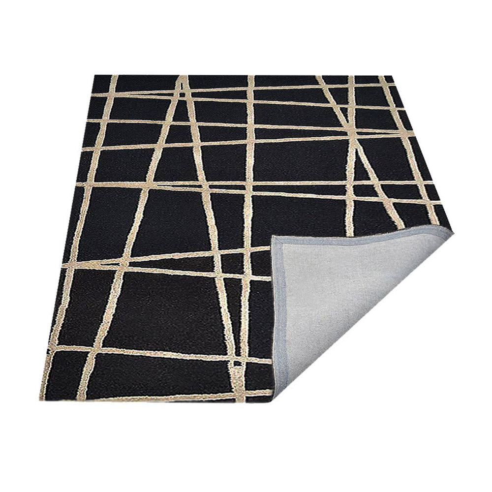 Hand Tufted Wool Area Rug Contemporary Black K02001