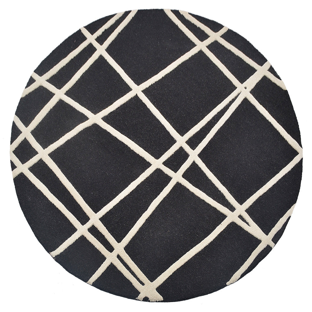 Hand Tufted Wool Area Rug Contemporary Black K02001
