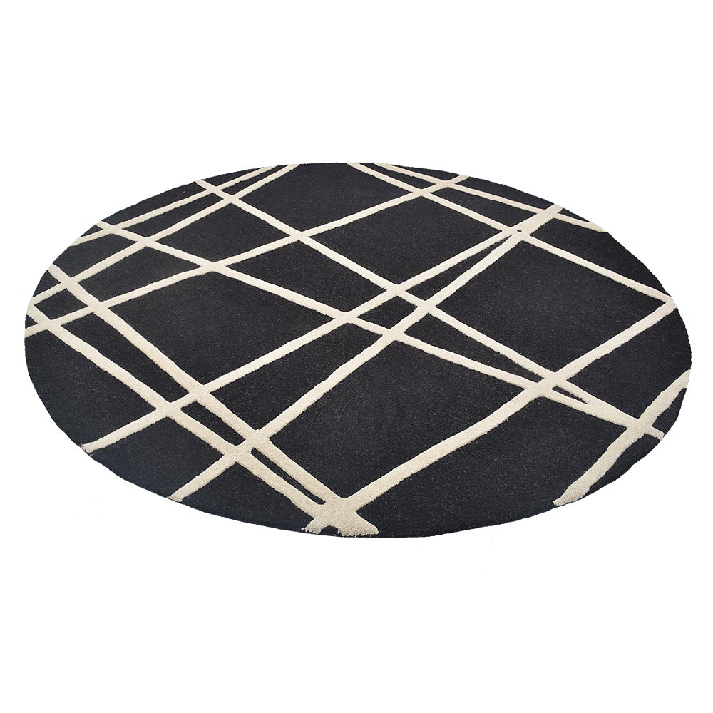 Hand Tufted Wool Area Rug Contemporary Black K02001