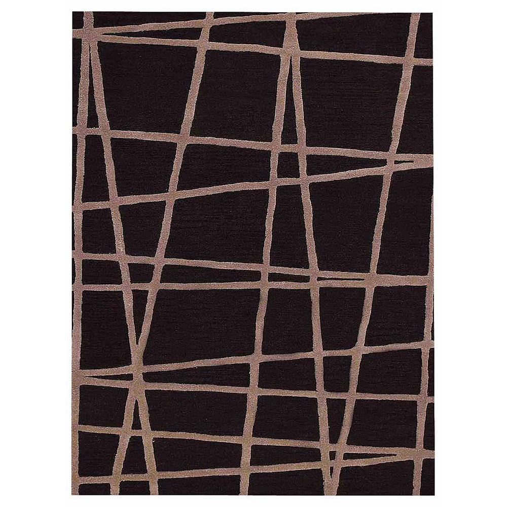 Hand Tufted Wool Area Rug Contemporary Black K02001