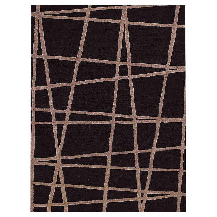 Hand Tufted Wool Area Rug Contemporary Black K02001
