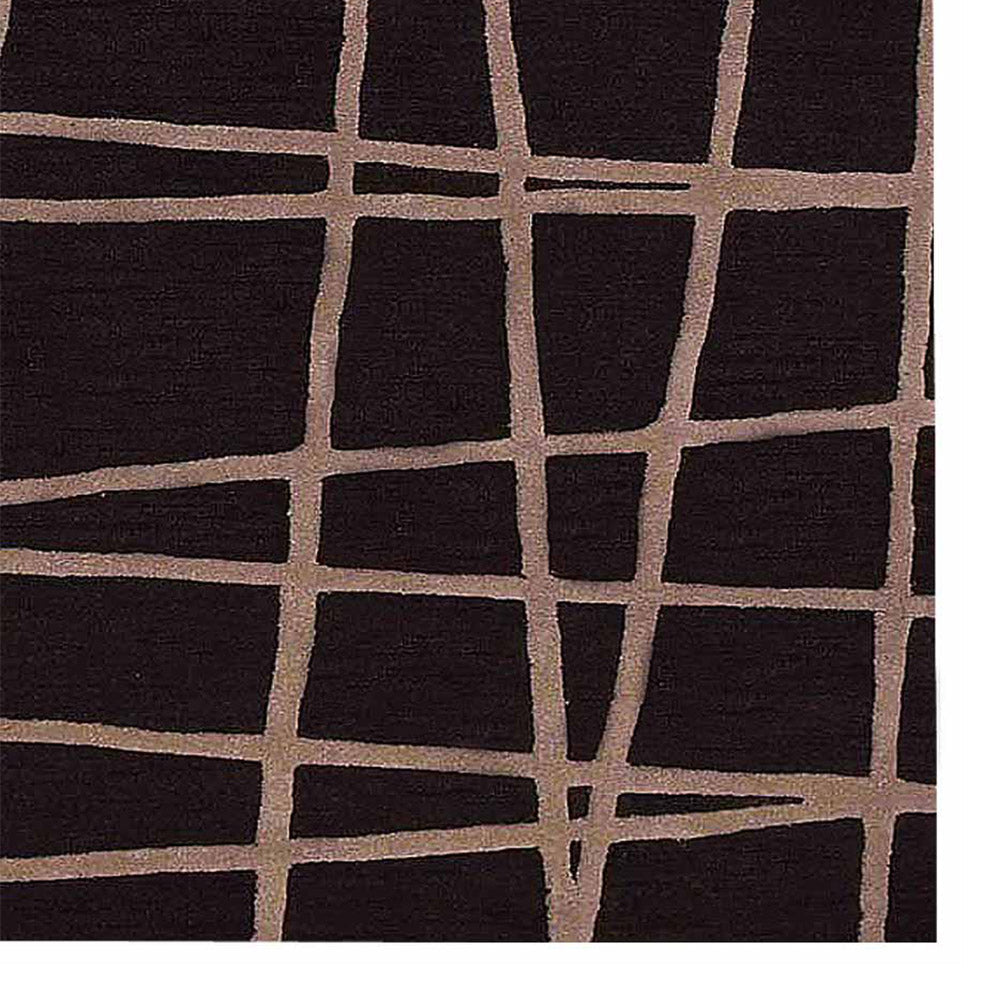 Hand Tufted Wool Area Rug Contemporary Black K02001