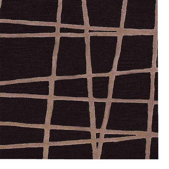 Hand Tufted Wool Area Rug Contemporary Black K02001