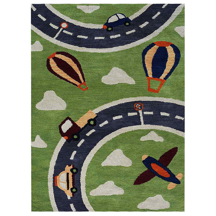 Adventure Roads Kids Hand-Tufted Wool Rug – Green