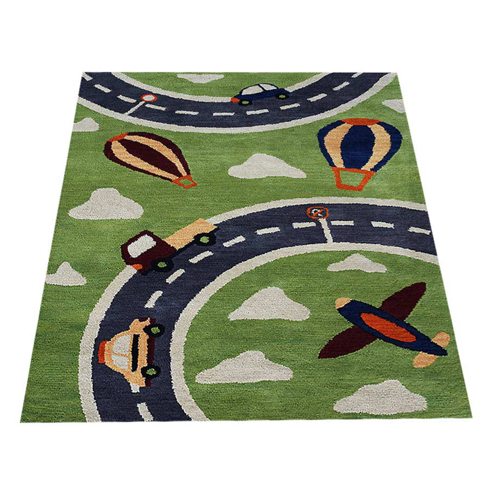 Adventure Roads Kids Hand-Tufted Wool Rug – Green