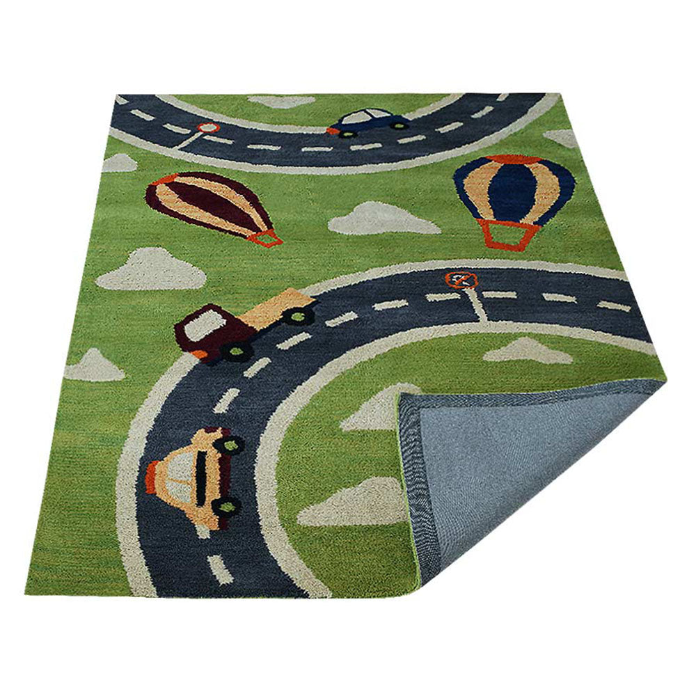 Adventure Roads Kids Hand-Tufted Wool Rug – Green