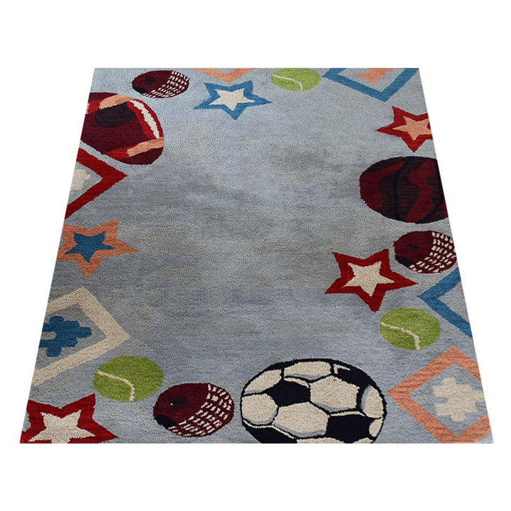 Playtime Sports Kids Hand-Tufted Wool Rug – Light Blue